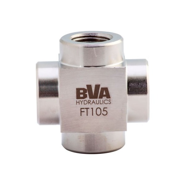Bva Hydraulics BVA Hydraulic Fitting Cross, Female 3/8in-18NPTF to Female 3/8in-18NPTF FT105 - main